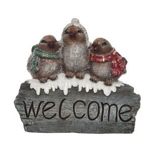 Transpac Ceramic 15 in. Multicolor Christmas Woodland Welcome Birds - 1 of 4