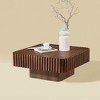 Kumasinova 31.5" Handmade Drum Coffee Table with Storage,Square End Table with MDF Pedestal,Modern Center Table for Living Room - 2 of 4