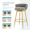 grey Swivel bar height bar stools set of 2, hand woven back and gold metal legs, modern low back upholstered kitchen chair - 4 of 4
