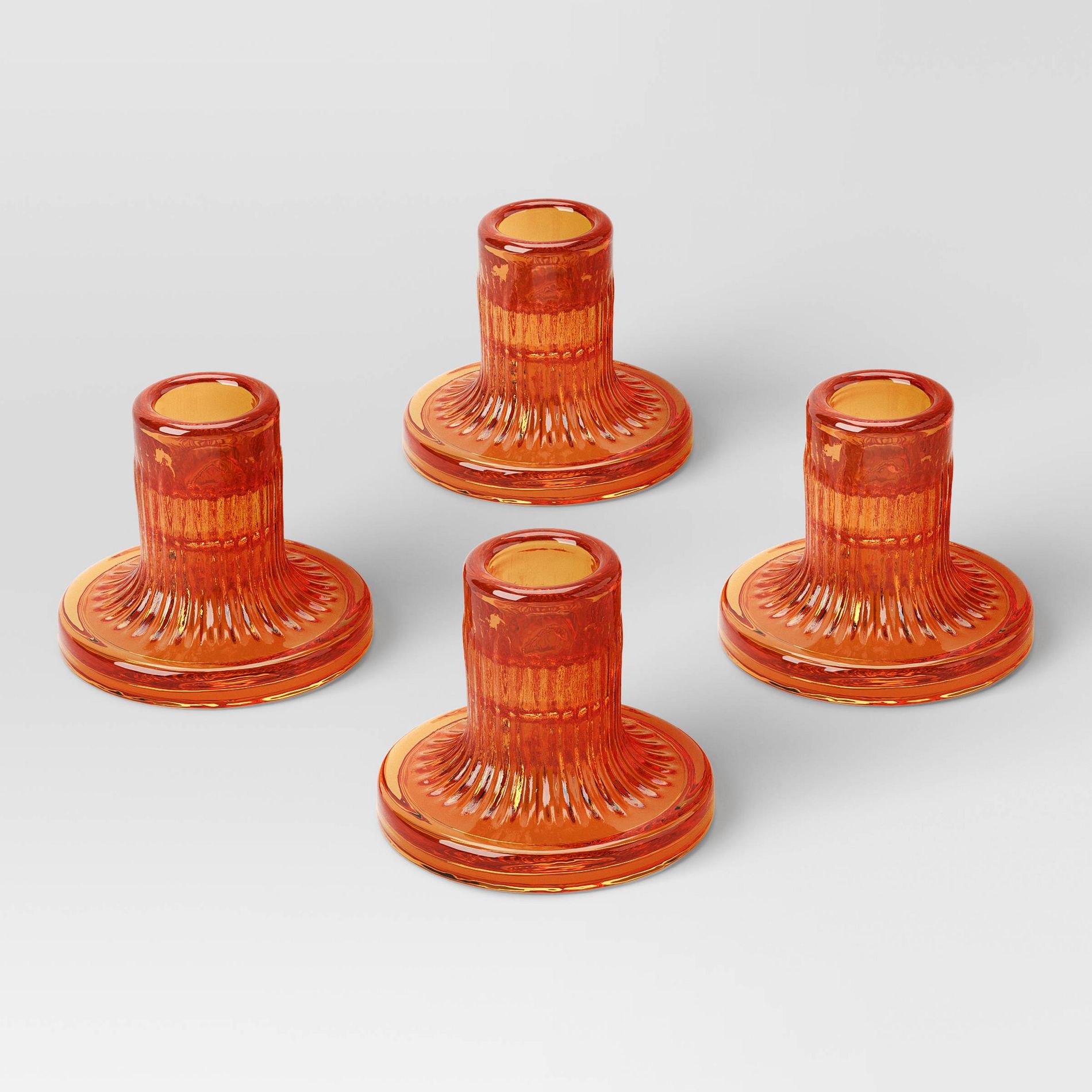 4pk Glass Taper Candle Holder Peach - Room Essentials™