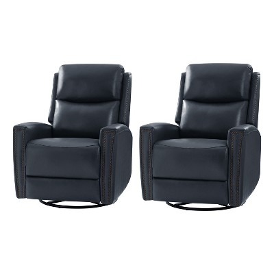 Set of 2 Hilario 30.31''Wide Genuine Leather Swivel Rocker Recliner | ARTFUL LIVING DESIGN