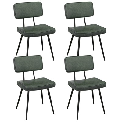 Tangkula Dining Chairs Set of 4 w/ PU Leather Cover Filled Sponge Waterfall Seats