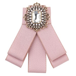 INSPIRE CHIC Women's Rhinestone Ribbon Brooch Pre-Tied Bow Tie 1 PCS - 1 of 4