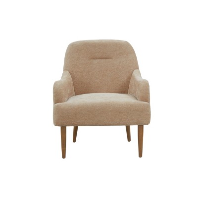 TIRAMISUBEST Chenille Accent Chair - Modern Comfy Armchair with Wood Legs for Living Room, Bedroom & Office (Beige)