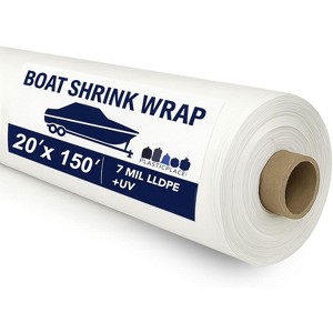 Plasticplace 20’ x 150’ Extra-Wide Shrink Wrap Roll – Durable Polyethylene Covering for Boats, Trailers, RVs & Outdoor Storage - 1 of 3
