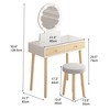 Makeup Vanity Set with 3-Color Dimmable Lighted Mirror, Makeup Dressing Table with Soft Cushioned Stool - 4 of 4