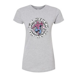 Women's - Marvel - Spider-man Valentine I'm Stuck On You Fitted Graphic T-Shirt - 1 of 3