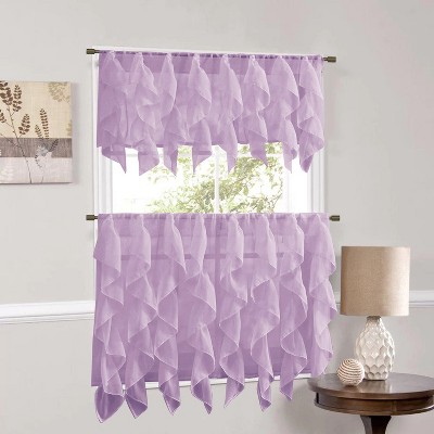 Sheer Voile Vertical Ruffle Window Kitchen Curtain by Sweet Home Collection®