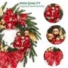 24 In Christmas Wreath, Pre-Lit Front Door Wreath with Red Bow & Flowers, Artificial Pine Needles Holiday Decor with Lights for Home, Entryway - 3 of 4