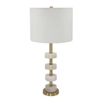 13"x27" Thelrin Alabaster and Gold Table Lamp Gold/White - A&B Home