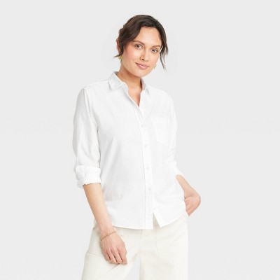 Women's Long Sleeve Classic Button-down Shirt - Universal Thread™ White ...