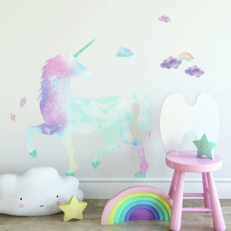 Glitter Galaxy Unicorn Peel and Stick Giant Wall Decal - RoomMates, 1 of 6