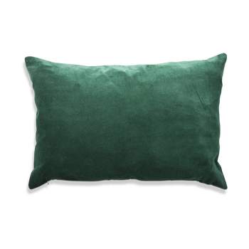 tagltd Velvet Lumbar Pillow Emerald Throw Pillow Solid Rectangle For Bed Couch Living Room