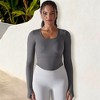 Anna-Kaci Active Women's Long Sleeve Crop Fashion Top with Ribbed Knit and Cut-Out Detailing - 4 of 4