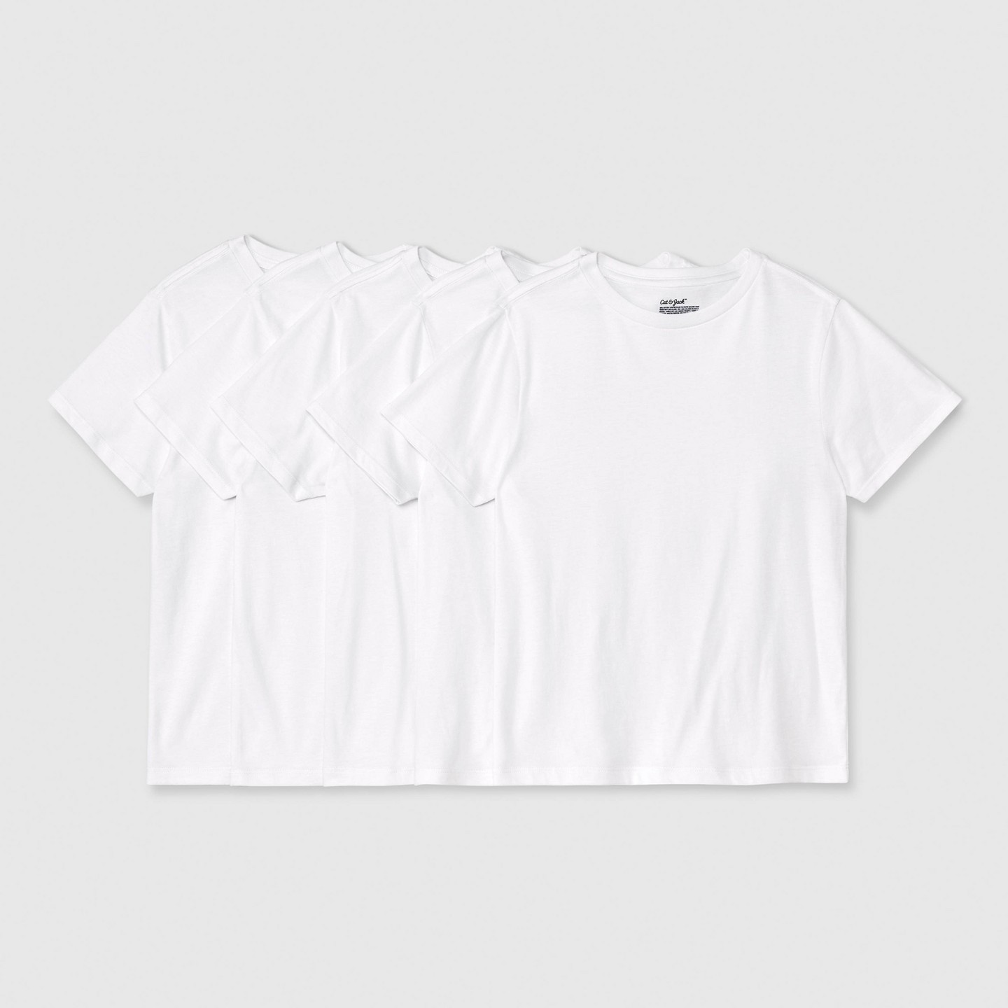 Детские футболки Cat & Jack Crew Neck белые, набор 5 шт, цвет: Белый — фото 1