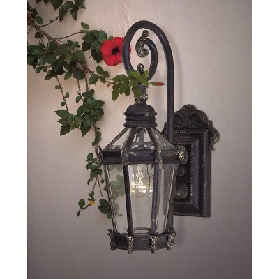 Heritage Gold and Black Outdoor Wall Lantern Sconce with Clear Glass