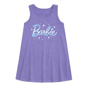 Girls' - Barbie - Winter Breeze Graphic Sleeveless Aline Dress - 1 of 2