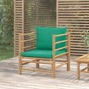 vidaXL Bamboo Patio Sofa with Green Cushions - Durable Garden Furniture, Flexible Modular Design, Comfortable Seat Experience - 2 of 4