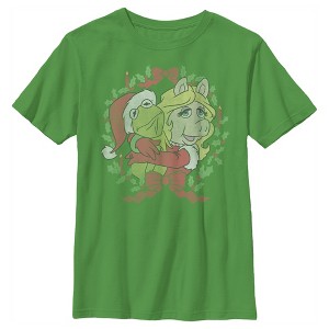 Boy's The Muppets Christmas Kermit and Piggy Hug T-Shirt - 1 of 4