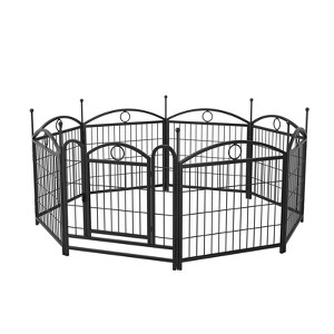 DSVIMOY Pet Doors, Gates and Pens, 24-inch 8 Panels Pet Dog Fence with Doors, Foldable Pet Pen for Pet Exercise, Black, 48.4"*48.4"*24.2" - 1 of 4