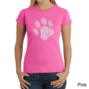 LA Pop Art Women's Word Art T-Shirt - Dog Paw - 1 of 4