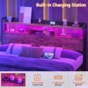 Aheaplus Storage Headboard with Led Lights & Charging Station - 3 of 4
