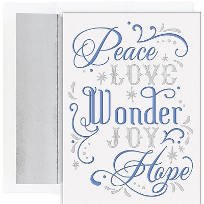JAM Paper Christmas Cards & Envelopes Set 7 6/7"x5 5/8" Love Wonder Joy 526941900