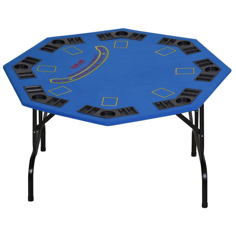 Soozier 47" 8 Player Folding Octagon Poker Table Blackjack Poker Game with Cup Holders, 4 of 9
