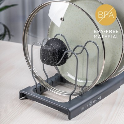 Expandable Gray Metal Pot and Pan Organizer Rack