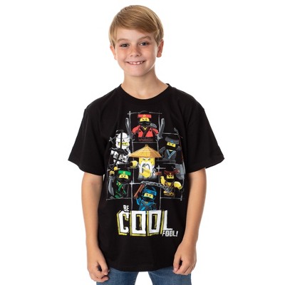 Seven Times Six Lego Ninjago Movie Boys' Martial Arts Be Cool Fool Graphic Print T-Shirt Kids Black