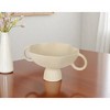 HomeRoots 11" Beige Cast Aluminum Round Pedestal Centerpiece Bowl With Handles - 2 of 4
