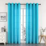 Kate Aurora Montauk Accents 2 Piece Turquoise Blue Lightweight Sheer Grommet Top Window Curtain Panels