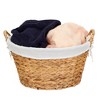 Round Wicker Laundry Basket with Handles, Whimsical Water Hyacinth Basket, Supportive Metal Frame, Natural - 3 of 4