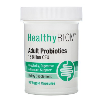HealthyBiom Adult Probiotics, 15 Billion CFU, 30 Veggie Capsules