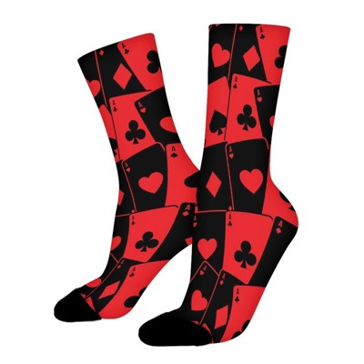 Poker Cards Women Printed Crew Socks Funny Funky Socks Soft Polyester Novelty Gifts for Artists Men