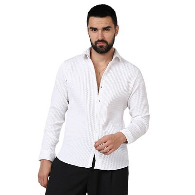Campus Sutra Men Men's Chalk White Twisted Crease Shirt