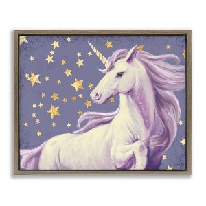 Stupell Industries Purple Unicorn in Starry Sky Floating Frame Canvas Art, Brown, 31" x 25" - 1 of 4