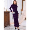 INSPIRE CHIC Women's Sequined Maxi Velvet Crewneck Long Sleeve Cocktail Evening Bodycon Dress - 3 of 4