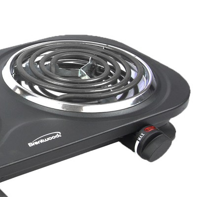 Black Dual Burner Electric Hot Plate with Adjustable Thermostats