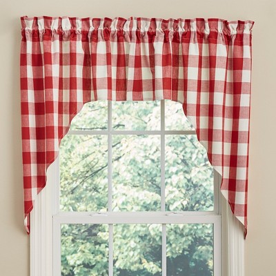 Park Designs Red and Cream Buffalo Check Swag 36"L
