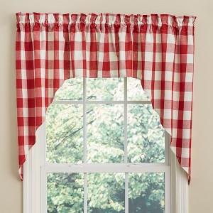 Park Designs Red and Cream Buffalo Check Swag 36"L - 1 of 2