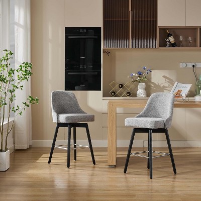 Jojoka Mid Century Bar Chairs with Back & Wood Legs