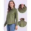 Allegra K Women's Faux Suede Stretch Casual Button Down Long Sleeve Shirt - 2 of 4