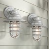 John Timberland Marlowe 13 1/4" High Farmhouse Rustic Hooded Cage Outdoor Wall Light Fixture Mount Porch House Set of 2 Galvanized Clear Glass Shade - image 2 of 4