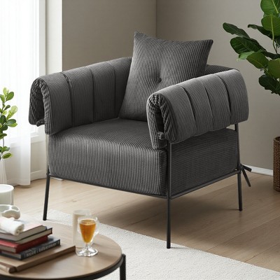 Upholstered Comfy Reading Chair, Modern Velvet Accent Chair with Soft Cushion