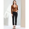 INSPIRE CHIC Women's 1 Button Lapel Collar Business Office Crop Suit Velvet Blazer - 3 of 4