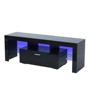 Syemin TV Stands and Consoles Fashionable TV Stand Cabinet Perfect for Stylish Living Rooms blends Style Function, Black, 56"*18"*5.8" - 1 of 4