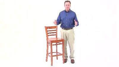 Elegant Mahogany Wood Ladder Back Barstool with Footrest