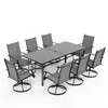 EROMMY 9 Piece Patio Dining Set, Outdoor Dining Table And Chairs Set For 8, 8 Textilene Chairs, 1 Iron Rectangular Table With Adjustable Umbrella Hole - 4 of 4