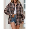Womens Fashion Plaid Flannel Jacket Casual Long Sleeve Button Collared Neck Oversized Shirts - 2 of 4